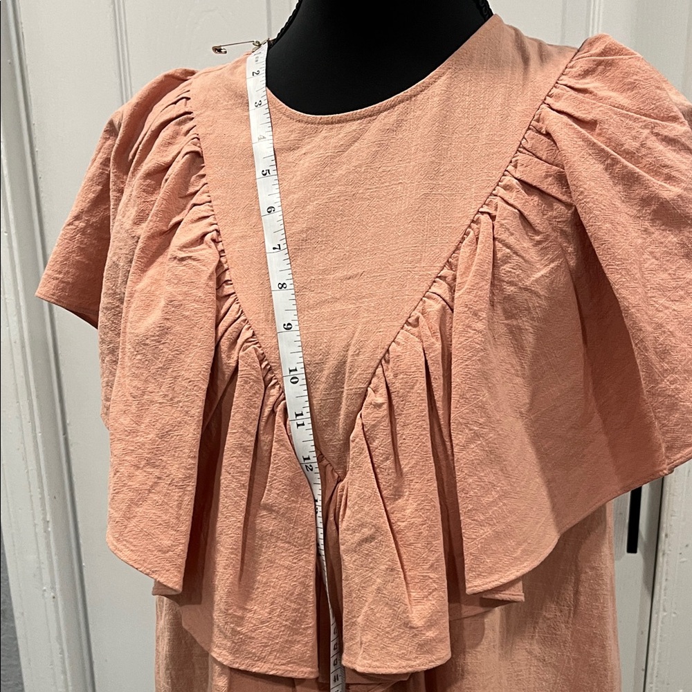 Zara Peach Ruffled Blouse - Picture 3 of 9
